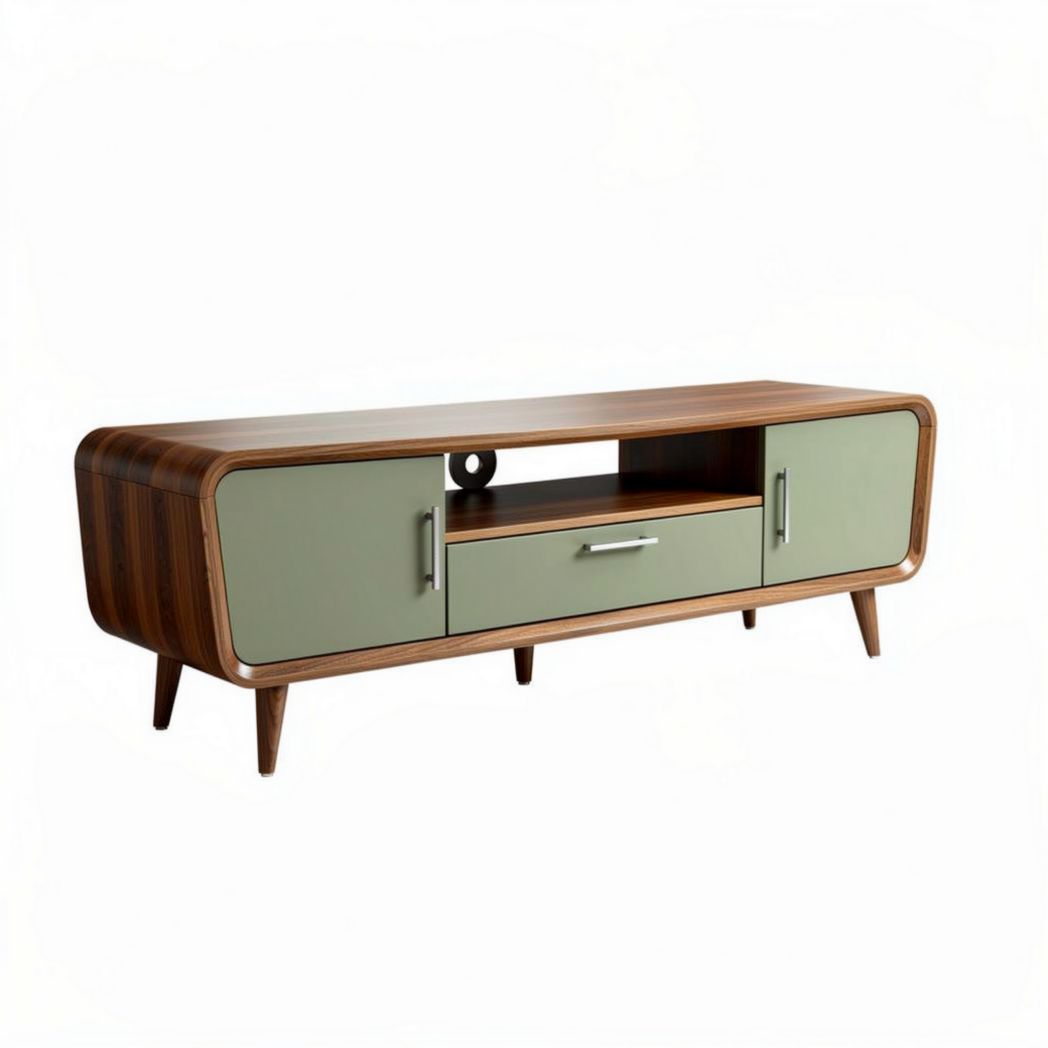 Meuble tv en bois avec finition verte dimensions 150 x 40 x 50cm