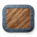 Tapis de sol en jute naturel de couleur marron et bleu 50 x 50 x 2cm