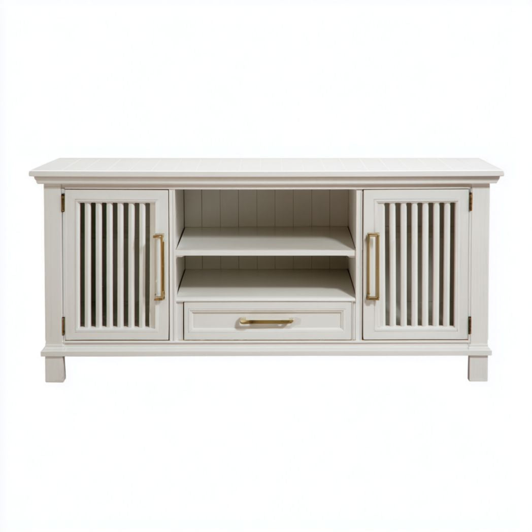 Meuble de télévision en bois foncé 120 x 40 x 50cm avec rangements