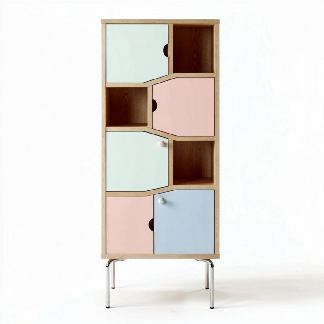 Armoire de rangement en bois avec tiroirs colorés dimensions 70 x 30 x 120cm