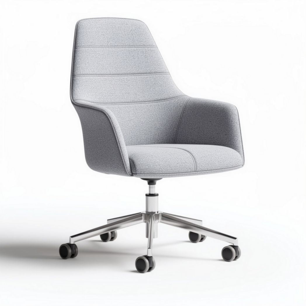 Chaise de bureau swivel en tissu gris clair avec roulettes 60 x 60 x 85cm