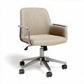 Chaise de bureau en tissu beige avec accoudoirs et roulettes 60 x 60 x 85cm