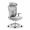 Chaise de bureau ergonomique en tissu maillé gris avec accoudoirs réglables