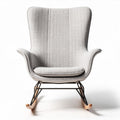 Fauteuil à bascule en textile gris clair avec structure en métal noir 80 x 90 x 100cm