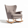 Fauteuil à bascule en tissu gris clair avec structure en bois naturel 85 x 75 x 100cm