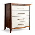 Commode en bois avec quatre tiroirs blanc et chêne massif dimensions 80 x 45 x 100cm