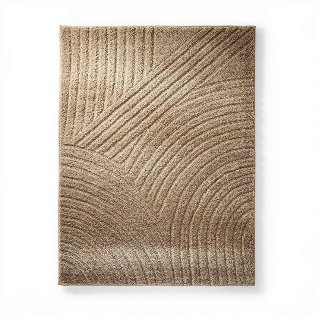Tapis en fibres synthétiques beige pour salon dimension 160 x 230 x 1cm