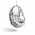 Fauteuil suspendu en métal noir avec coussin en tissu gris 100 x 70 x 90cm