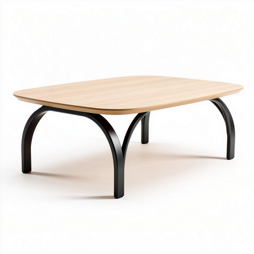 Table basse rectangulaire en bois naturel et métal noir 120 x 80 x 40cm